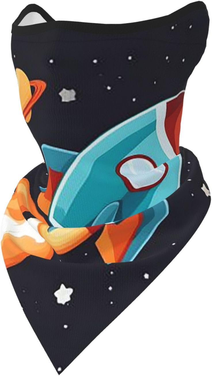 Protection Neck Gaiter Face Cover Rocket Space Launch Balaclava Scarf Mask, Windproof Breathable Sun Shield for Men Women, Skiing Hiking Cycling Outdoor Sports