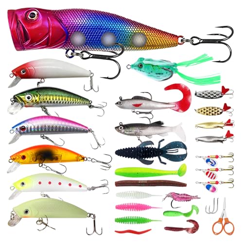 Fishing Lures kit,Surprise Set Fishing Bait for All Fishing Enthusiasts-27+1 Surprise Set for Fish Tackle,Fishing Advent Calendar,Fish Bait Gift for Father Grandpa Brother Son