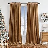 Benedeco Camel Velvet Curtains for Bedroom Window...
