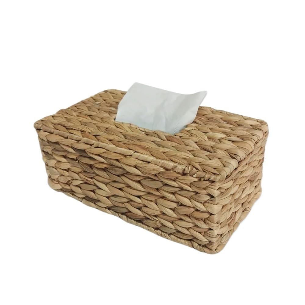 Aimanqi Rectangle Tissue Box Rattan Woven Lid Sanitary Paper Box Household Living Room Pumping Paper Box Storage(Rectangle)