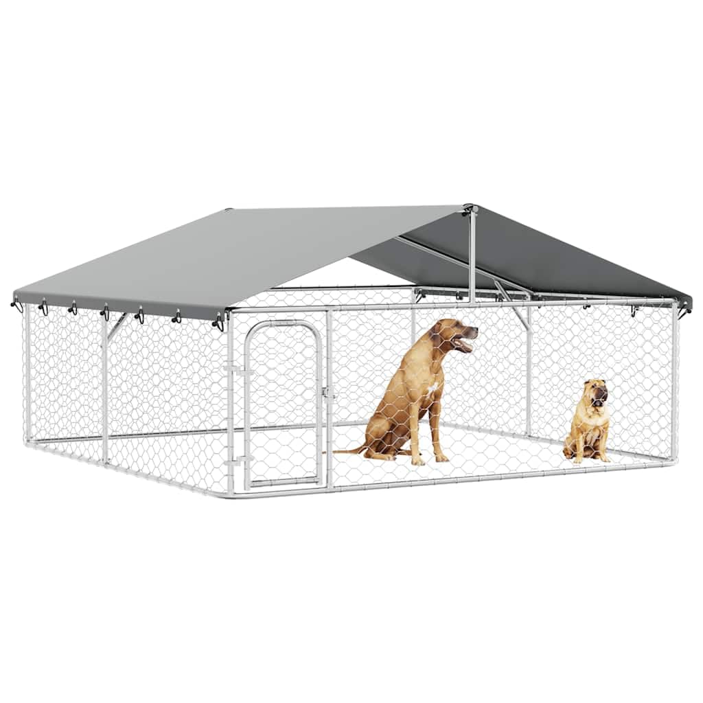 Gran caseta para perros al aire libre con techo 300 x 300 x 150 cm de acero galvanizado, polietileno resistente a los rayos UV, protección y seguridad para cachorros, camping, jardín, uso en