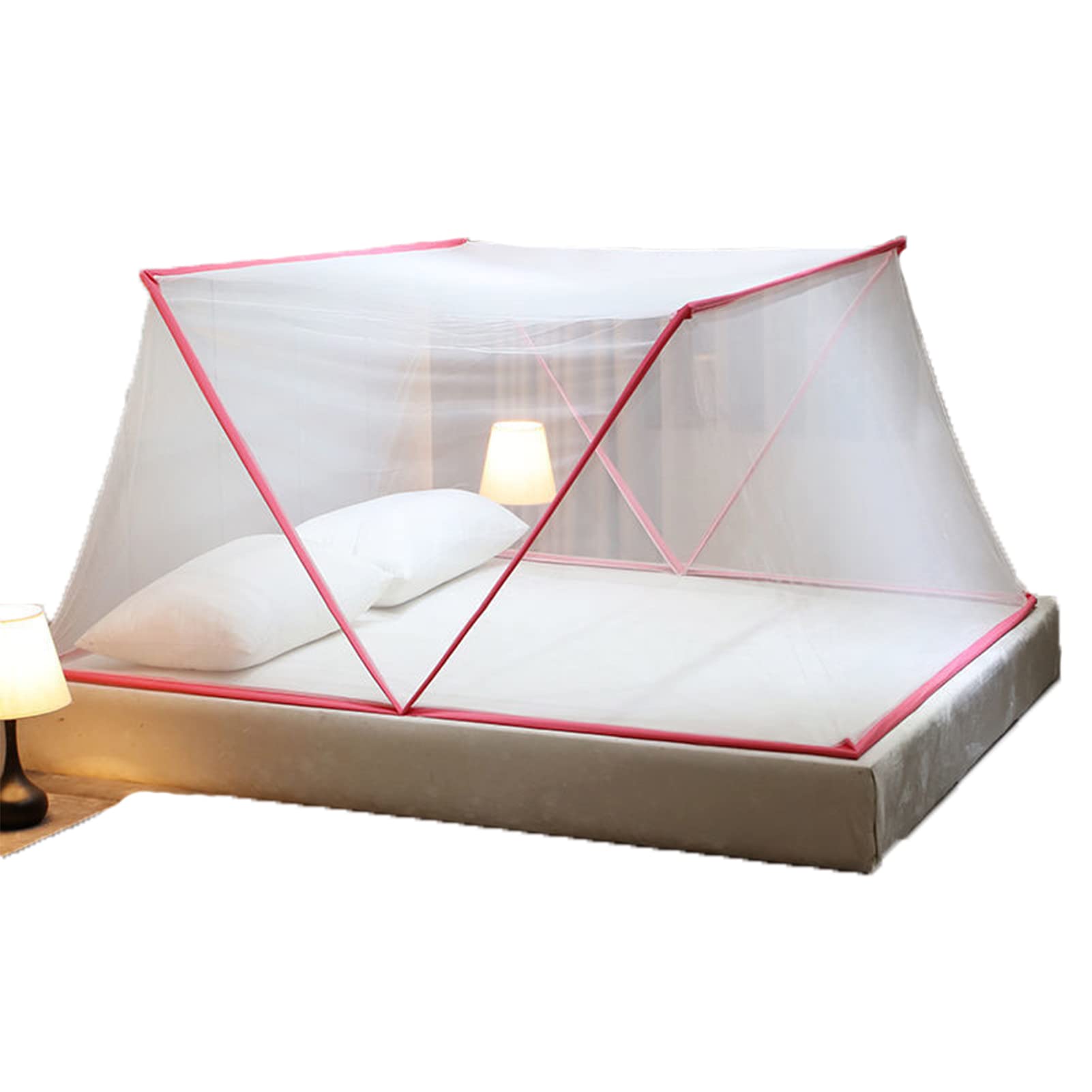 GJMSSMY Portable Mosquito Net Tent Canopy Foldable Mesh Bottomless No Installation Mosquito Net Easy to Install and Wash Mosquito Nets Portable for Adults,Pink,135 * 190 * 80CM
