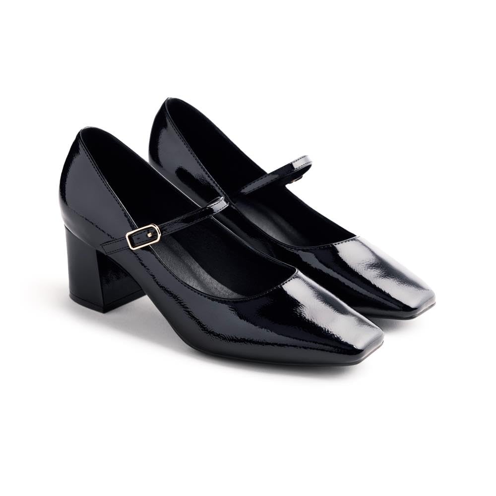 GIOSEPPO Mary-Jane Patent Effect Windham Shoes, Black/White, 8.5 UK