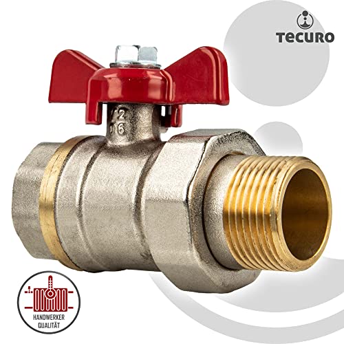 Tecuro Ball Valve with Screw Connection (Flat-Sealing) x Internal Thread - Wing Handle, 1/2 Zoll - Image 2