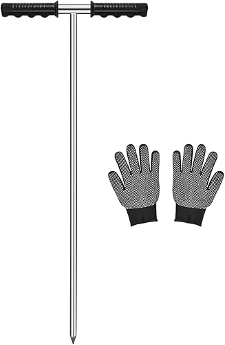 GADFISH Varilla de sonda de suelo de acero inoxidable, herramienta de varilla de tierra ajustable de 32 a 48 pulgadas de altura con mango en T para