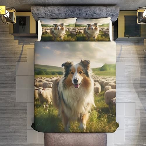 Parures de lit 3D chien avec housse de couette 200x200 et taies d'oreiller - 3
