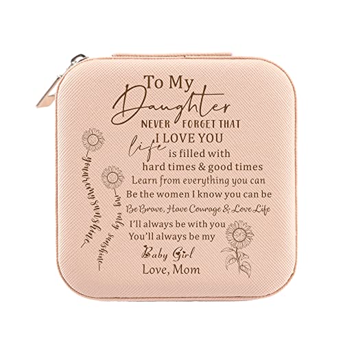 Gtizry Daughter Gift from Mom Jewelry Box Organizer, Pink, Perfect for Daughter's Birthday, Wedding, Bridal Shower, Travel