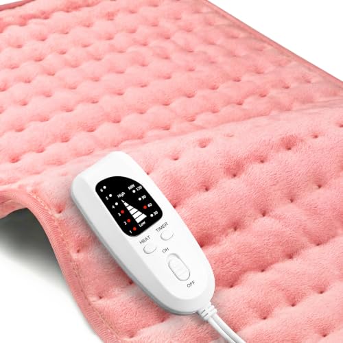 Image of Electric Heating pad for Back Neck Shoulder Knee Arms Legs- Electric Heat Pads with 6 Heat Settings & Auto Shut Off &Dry /Moist Heat Heating Pad for Birthday Mother Father Girl Men Women, BabyPink