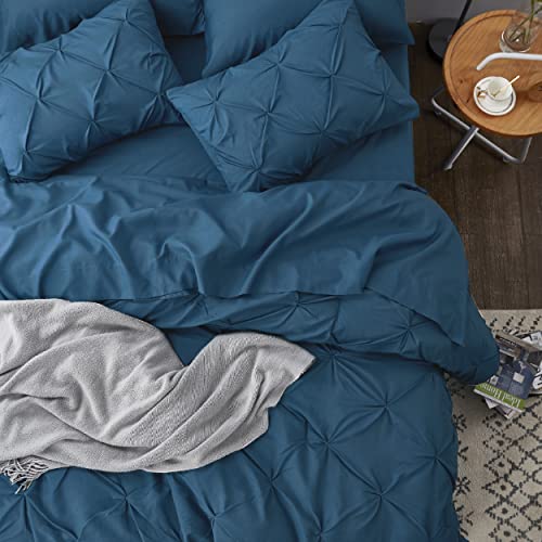 Image of Bedsure King Size Comforter Set Teal - Bed in a Bag Bedding Set 7 Pieces, GentleSoft Pintuck Bed Set Gift for Family, All Season Down Alternative Comforter with Sheets, Pillowcases & Shams