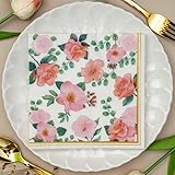 Servilletas de Papel Flores Rosadas Servilletas de Papel Desechables,Suaves y Resistentes,Sin Fragancia,para Comunión,Fiestas,Cumpleaños,Bodas,Decoración de Mesa20 Paquetes(33x33cm）