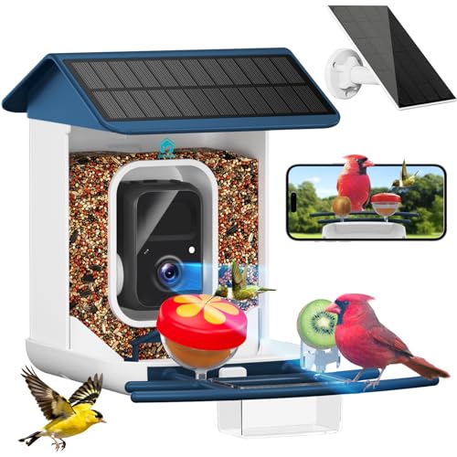 BROAIMX Smart Bird Feeder with Camera-AI Identify 11,000+ Species, 2K HD Auto Capture Birds Video & 64G TF Card, Solar-Powered Wireless Outdoor Design, Birdhouse with Built-in Two-Way Microphone