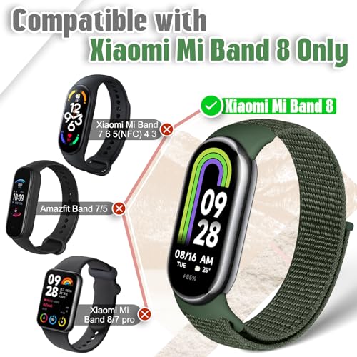 Runostrich Nylon Sport Strap Compatible with Xiaomi Mi Band 8 for Women Men, Soft Adjustable Breathable Braided Solo Loop Watch Band Replacement Wristband for Xiaomi Mi Band 8 - Image 3