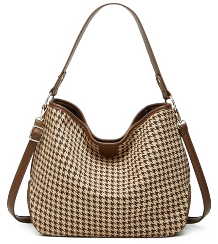 Bolso cruzado tejido para mujer, estilo cuadros, casual y grande, para trabajo o uso diario miniatura 1