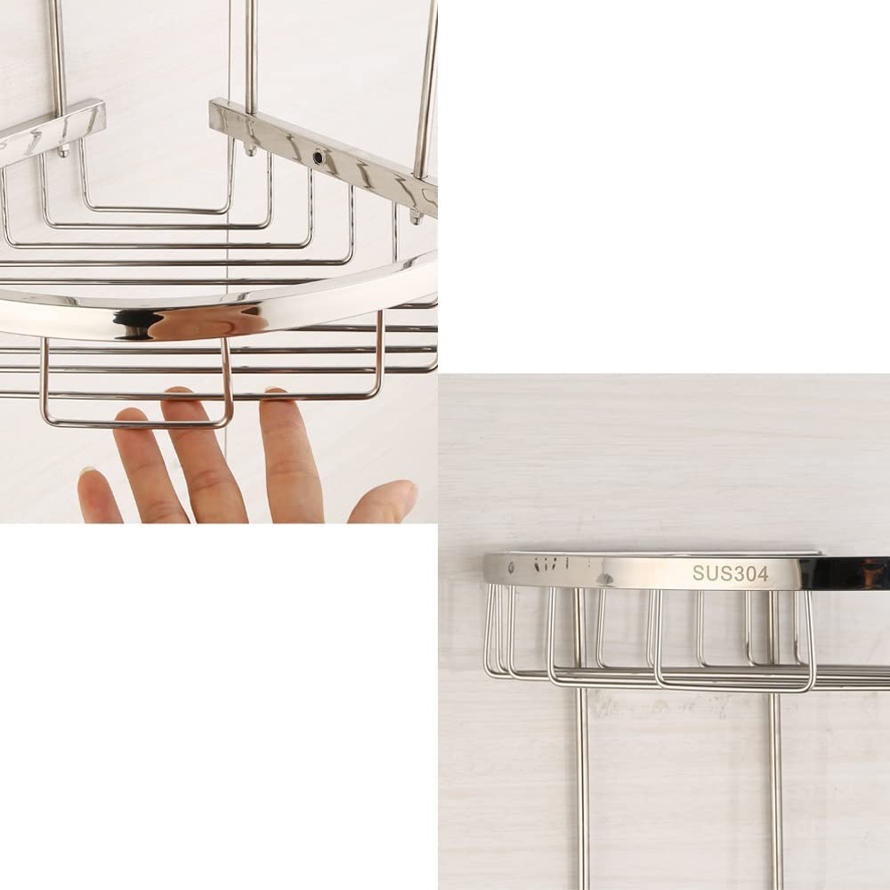Estante de almacenamiento para baño montado en la pared Cesta triangular multifuncional Cesta de ducha de esquina SUS 304 Soporte de esquina de baño de acero inoxidable Estante de baño de esquina para