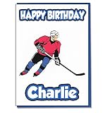 AK Giftshop Personalisierbare Eishockey-Geburtstagskarte – beliebiger Name, Alter und Verwandte