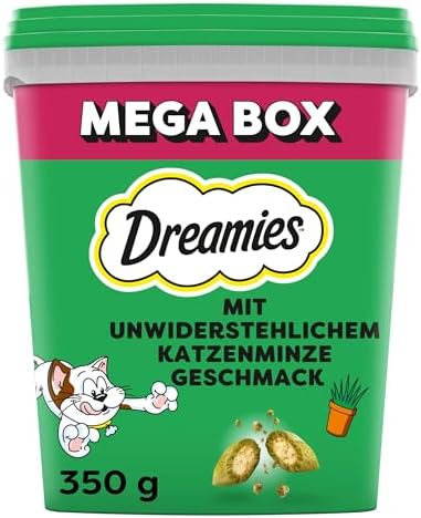 Dreamies Catnip Katzensnacks mit Minze – Traumhaft knusprige Taschen mit zarter Füllung, 2 x 350g