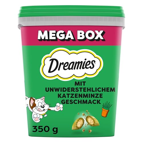 Dreamies Catnip Katzensnacks mit Minze – Traumhaft knusprige Taschen mit zarter Füllung, 2 x 350g