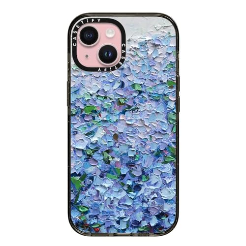 Étui iPhone 15 compatible MagSafe CASETiFY fleurs bleues résistant aux chutes