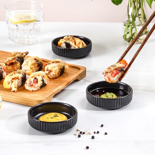 Selamica Ceramic Soy Sauce Dish, 2.6 Oz Dipping Bowls Set of 6, 3.5 Inch Pinch Bowls for Dip, Side Dish, Condiments, Sushi, Matte Black by Selamica - Image 7