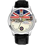 Montre-bracelet commémorative vintage RAF Supermarine Spitfire WW-II Union Jack Art 40 mm