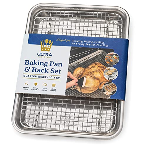Ultra Cuisine Quarter Sheet Pan with Wire Rack Set 