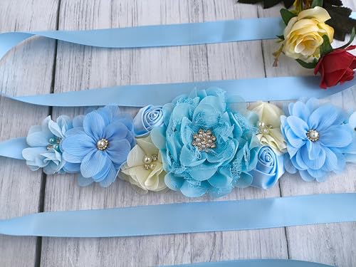 Flower Maternity Sash Belt for Baby Shower Baptism Sash Mommy to be Sash4