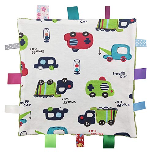 Image of Inchant Boy Tag Security Blanket - Baby Car Plush Comforter Taggy Blankies, Pale Green Textured Underside