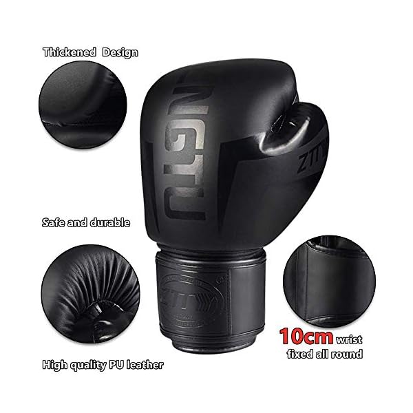 Boxing Gloves Kickboxing Muay Thai Punching Bag MMA Pro Grade Sparring Training Fight Gloves for Men & Women (Black, 10oz)