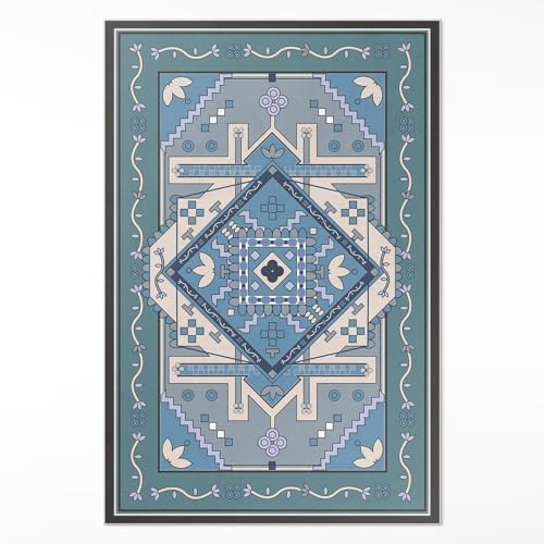 Alfombra de Vinilo 120x180 cm de Material Sintético de Calidad Rectangular Decoración de Interiores Fácil Limpieza PCV para Cocina Salón y Dormitorio Impermeable - geometría árabe