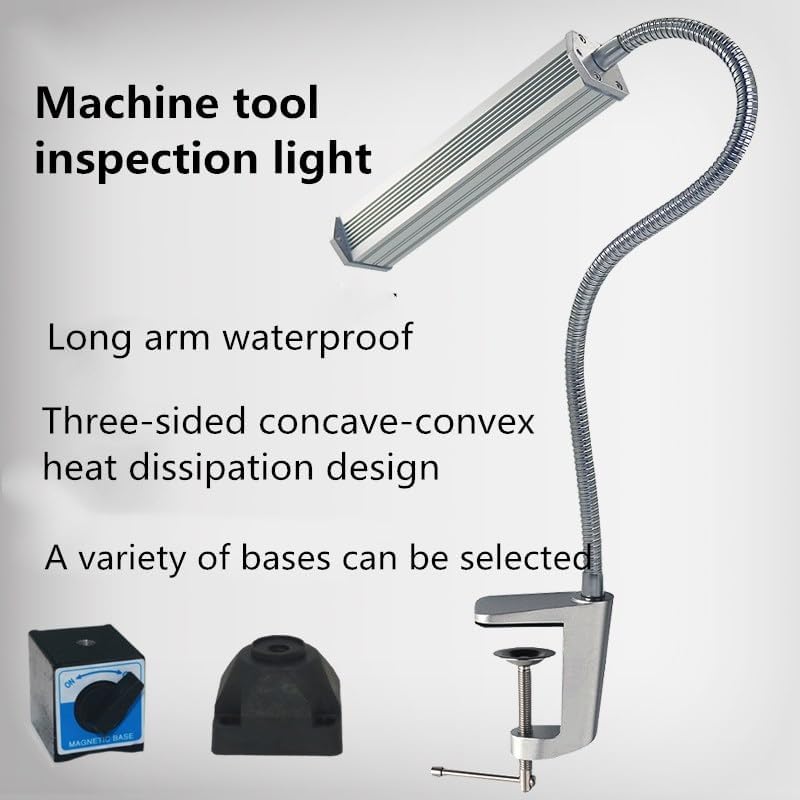 Waterproof Industrial CNC Milling/Sewing Machine Working Lamp 500mm Flexiable Gooseneck Metal Hose Led Machine Lamp(Clip Base 220v10w)