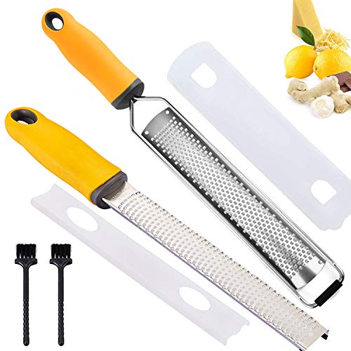 POTUANOT 2 Piezas Rallador y Zester,Rallador Cocina,Rallador de Limón Queso,Zester Rallador con Hoja Afilada de Acero Inoxidable,Ideal para Quesos,Parmesanos,Chocolates,Patata,Verduras Y Frutas Cover