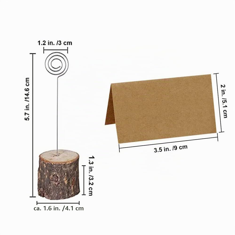 Voarge Supporto in legno rustico, con base in vero legno, Memo Clip portafoto porta note, supporto per schede da tavolo e foto (20 pezzi con clip)
