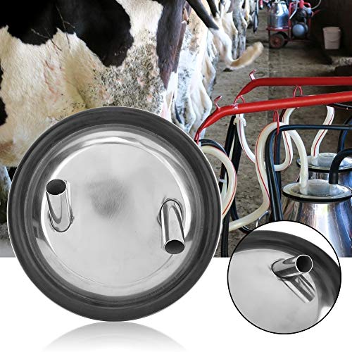 Milcheimerdeckel, Viehmelkmaschinen-Milchflaschendeckel, Edelstahl- Milcheimerdeckel und Dichtung für Melkmaschine, zwei offener Deckel