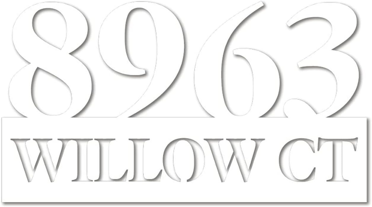 Address Plaque Customized House Numbers Wall Mounted Sign Outside Decorations Metal Modern for House, Street, Front Door Bright Waterproof Wedding Housewarming Gifts 18Inch White