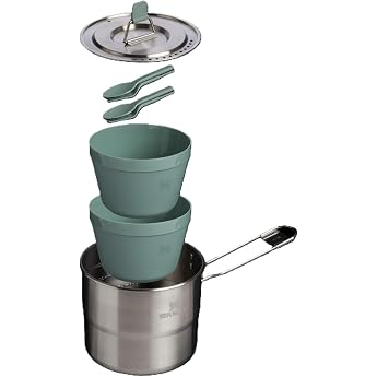 Stanley 1913 Wildfare Two Bowl Cookset 1.1 L Stainless Steel Camp Cooking Set - Packable - Dishwasher Safe - BPA Free - For Camping and Hiking