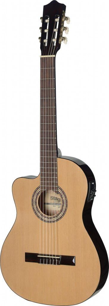 Stagg C546TCE-LH N Thin Body, Left Handed Cutaway Acoustic-Electric Classical Guitar with 4-Band EQ - Natural