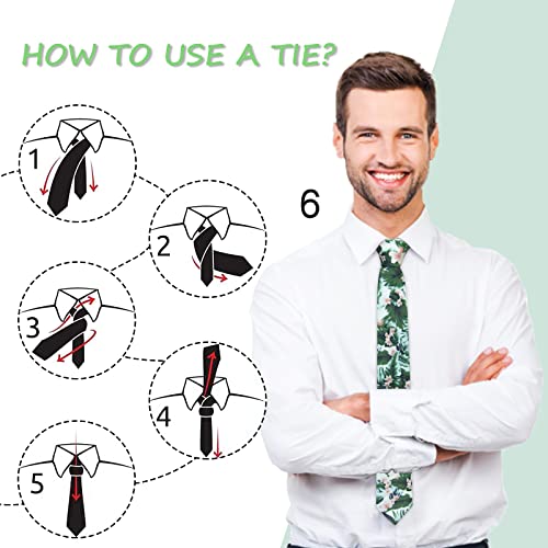 Image of Mantieqingway Men's Cotton Floral Neck Tie 2.56'' Printed Skinny Tie