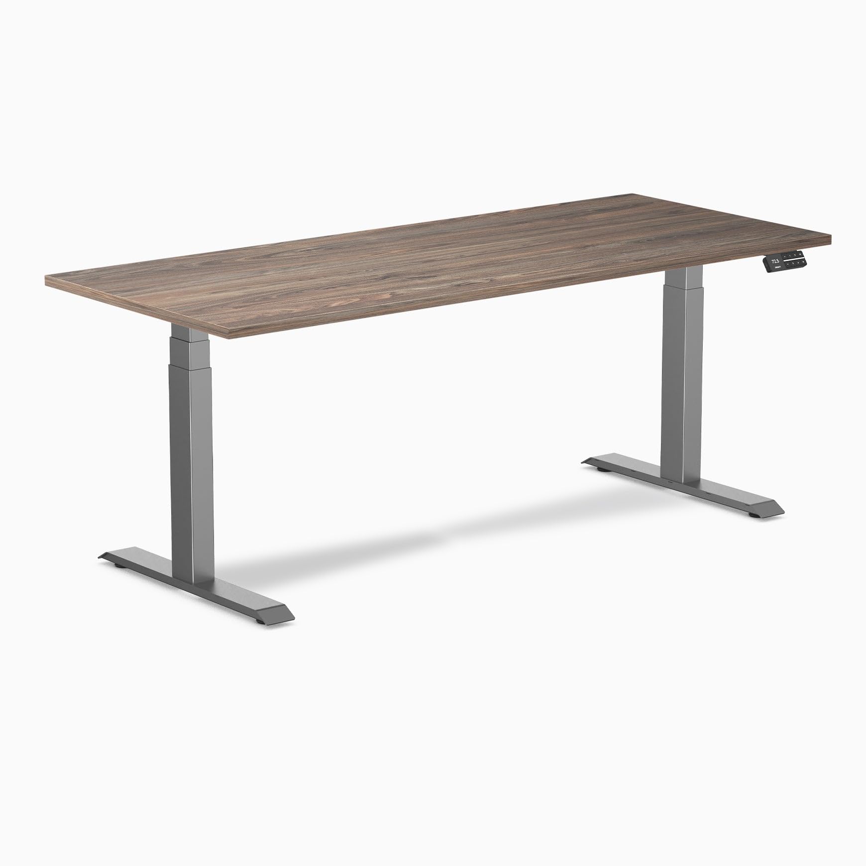 Desky Dual Laminate Sit Stand Desk Natural Walnut 70.9" Space Gray