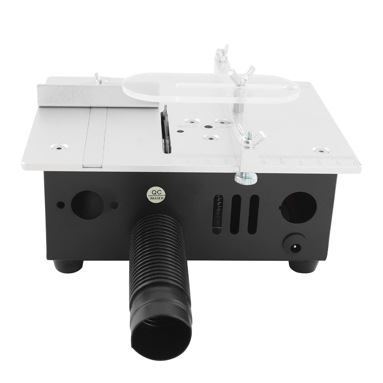Mini stołowa pilarka tarczowa 96 W, 5000 obr./min, przenośna piła stołowa z 7 regulowanymi prędkościami, cięcie ukośne 0-45°, 4 brzeszczoty, do drewna, akrylu, płytek drukowanych i projektów DIY