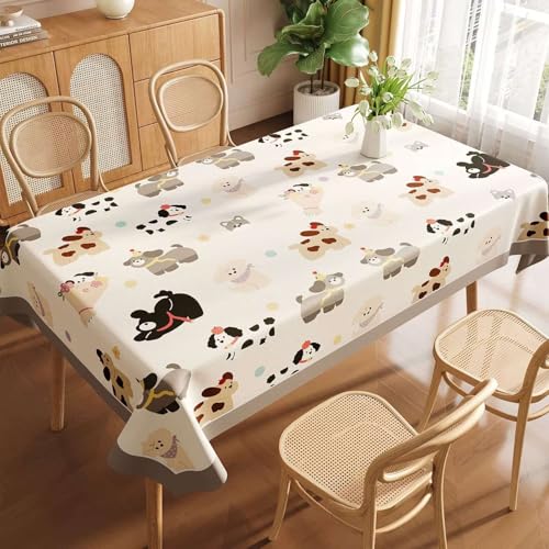 Fansu Mantel Hule Mesa Rectangular Exterior,Estilo Dibujos Animados Manteles Impermeables Antimanchas Plastico PVC Mantel Mesa Jardin para Fiesta Picnic Cocina Comedor (Perro,80x120cm)