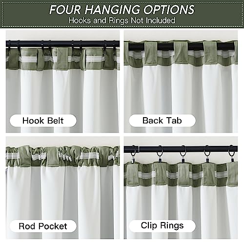 Image of RYB HOME Sage Green Velvet Curtains 96 inch, Room Darkening Green Window Curtains with Multiple Hanging Options Heavy Duty Plush Blackout Backdrop for Bedroom Guest Room, W48 x L96 inch, 1 Panel