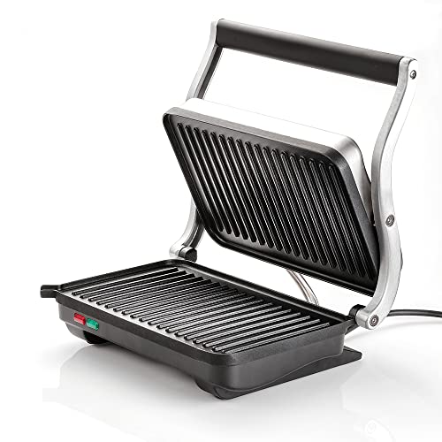 Judge Panini Press Grill, Sandwich Toaster and Toastie Maker, Indoor Health Grill with Floating Hinges and Easy Clean Non-Stick Griddle Plates, Removable Drip Tray, 1000W