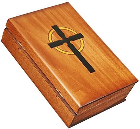 Book Shaped Bible & Cross Box Polish Handmade Wooden Bible Box Holder