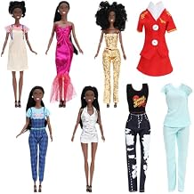 ONEST 5 Sets 11.5 Inch African American Dolls Include 5 Pieces Black Dolls, 8 Pieces Handmade Doll Clothes, 5 Pairs of Doll Shoes