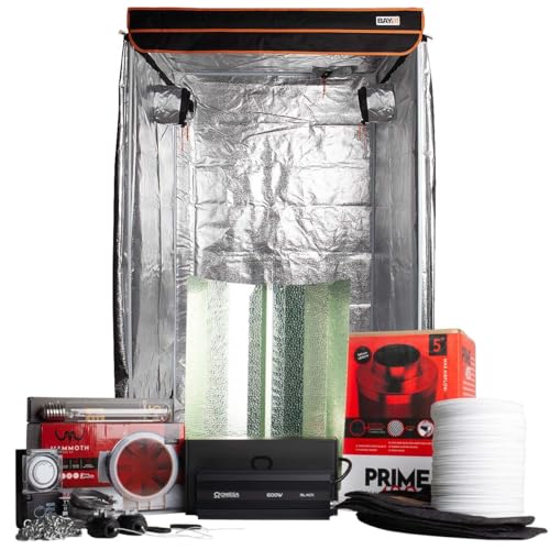 Budget Grow Tent Kit with 600W HPS Grow Light & Full Extraction System – Complete Indoor Grow Setup with Tent, Omega Ballast, Dual Spectrum Lamp, Carbon Filter, Fan, Ducting & Timer