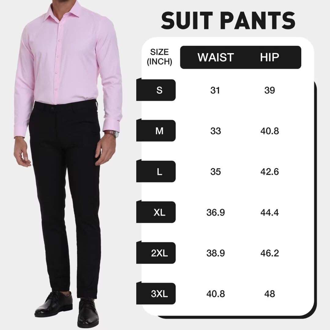 Men's Dress Pants Slim Fit Black Navy Dress Pants Trousers for Men Formal Suit Pants Casual Slacks - Image 4