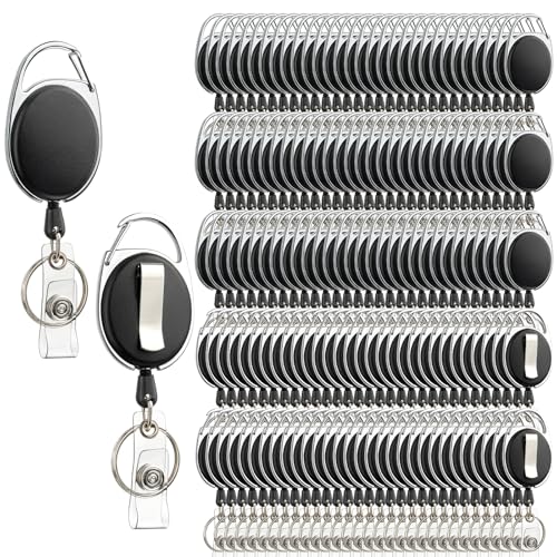 Simetufy 150 Pack Retractable Badge Reels with Clip and Keychain