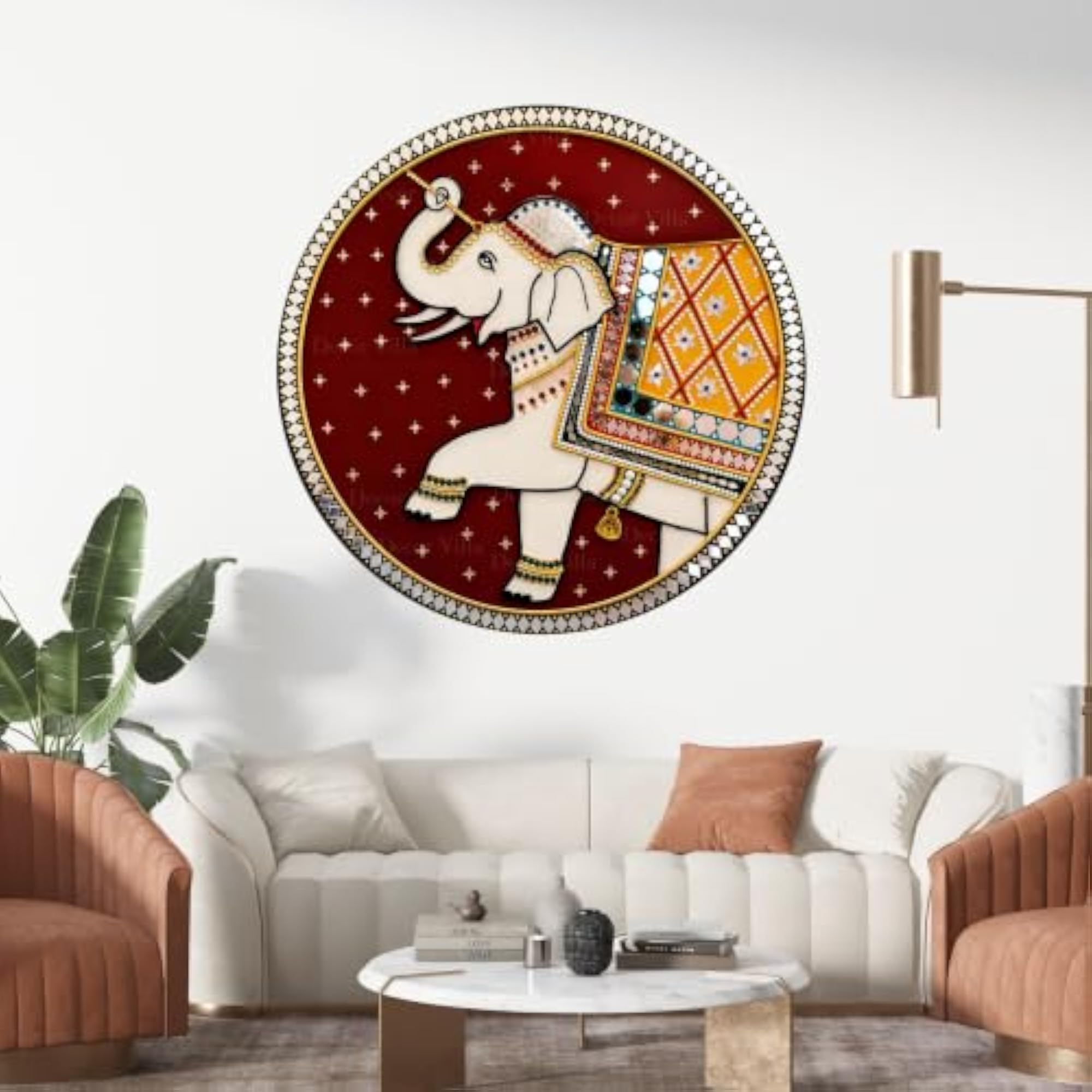 Rajasthani Elephant Wall Sticker, Waterproof Vinyl Wallpaper for Home Decor