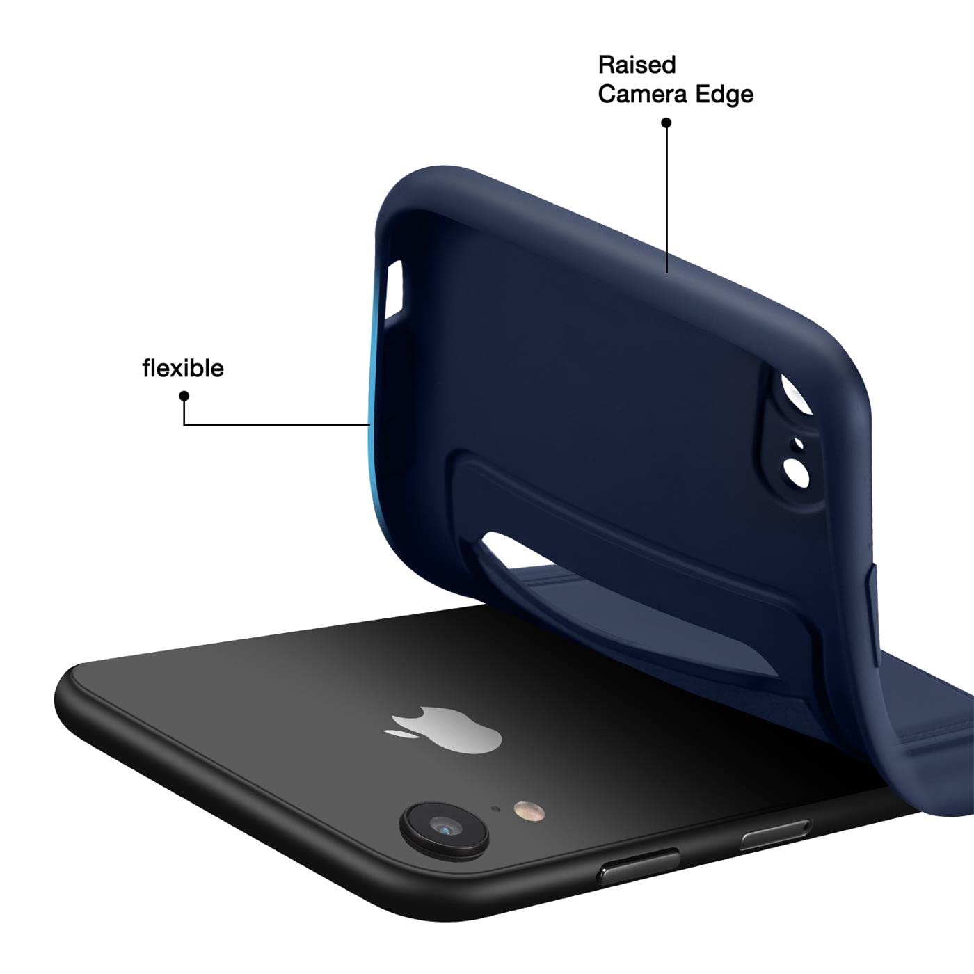 Verco Custodia Con Portacarte Per IPhone XR: Cover Sottile In Silicone Nero Con Slot E Bordi Rialzati