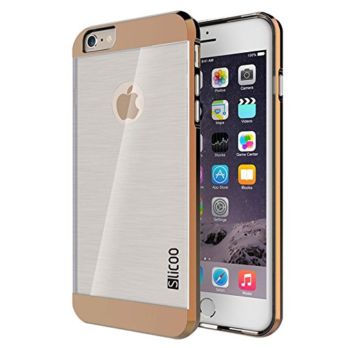 Slicoo Electroplated Dual Layer Shockproof Transparent Back Case Cover for iPhone 6 - Gold